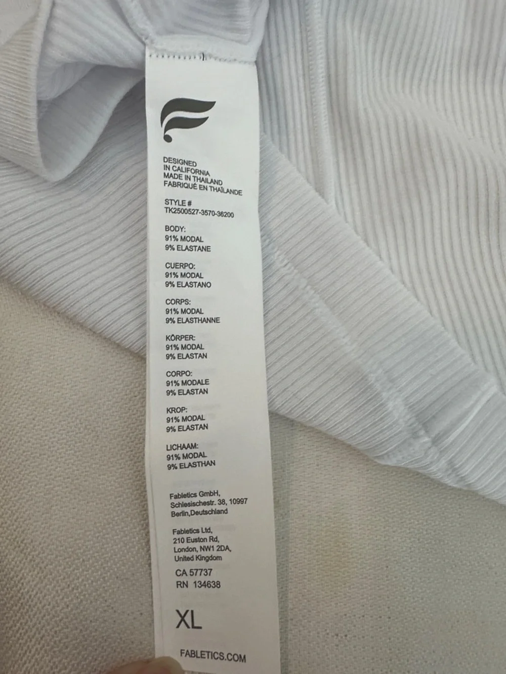 Fabletics White Ribbed V-Neck Tank with Racerback - Picture 4 of 6